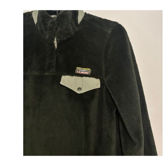 L.L.Bean Women's Hi-Pile Fleece Jacket Pullover Quarter Snap Dark Green Small - Picture 6 of 7